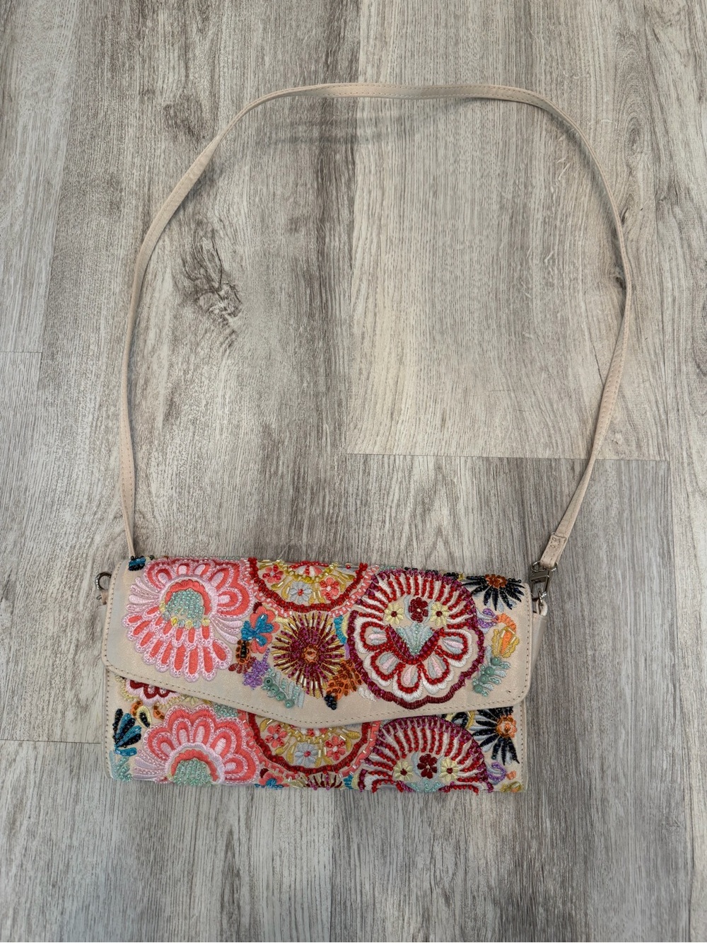 Preston & York Multicolor Beaded Embroidered Floral Shoulder Bag